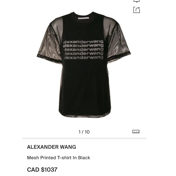 AUTHENTIC Alexander Wang Stacked Logo Mesh Tee - Picture 4 of 16